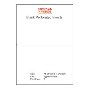 A5 Blank Perforated Inserts Type 0 - A4 Sheet of 2 Inserts