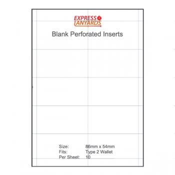 Blank Perforated Insert Type 2 - A4 Sheet of 10 Inserts