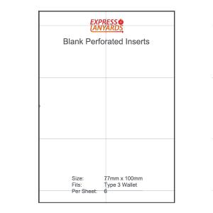 Blank Perforated Insert Type 3 - A4 Sheet of 6 Inserts