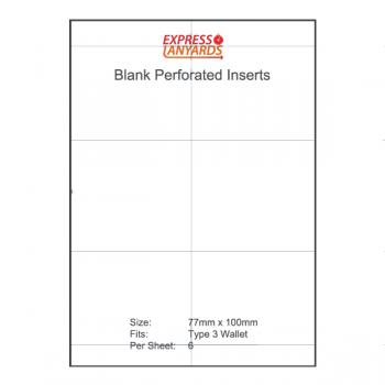 A4 Perforated Badge Insert Sheets - 77mm x 100mm