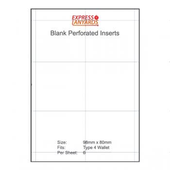 A4 Perforated Badge Insert Sheets - 98mm x 80mm