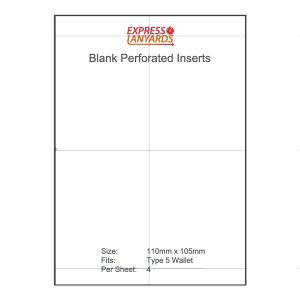 A4 Perforated Badge Insert Sheets - 110mm x 105mm