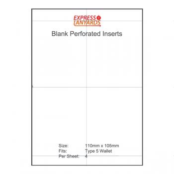 Blank Perforated Insert Type 5 - A4 Sheet of 4 Inserts