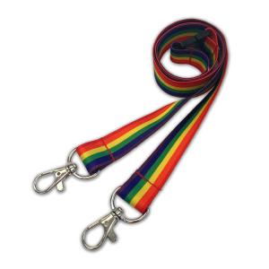 6 Stripe Double Clip Rainbow Lanyard - Pack of 10