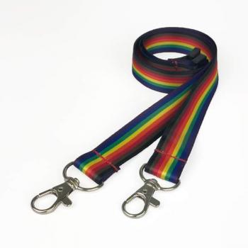 8 Stripe Double Clip Rainbow Lanyard x10