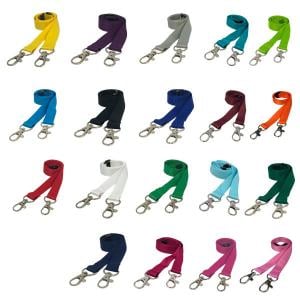 1.5cm Double Clip Plain Coloured Lanyard x10